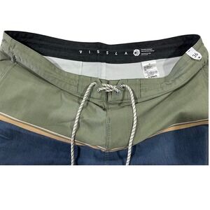 Vissla Mens Board Shorts 36‎ Green Blue Upcycled Coconut Stretch